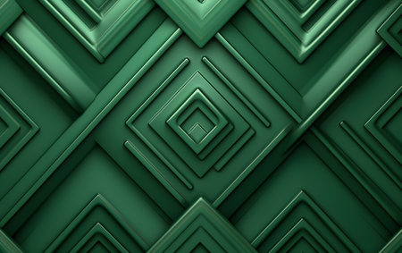 3d rendering of abstract background with geometric shapes in green color.の素材