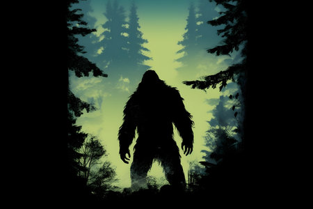 Scary monster in the forest. 3D rendering. Vintage-style.の素材