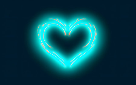 Neon heart on a dark background. Valentine's Day. illustrationの素材