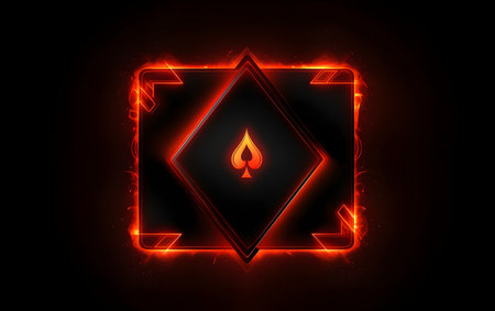 Neon square frame with fire flame on dark background. illustrationの素材
