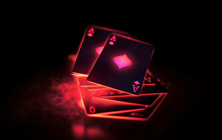 Playing cards on dark background. Poker concept. 3D Renderingの素材