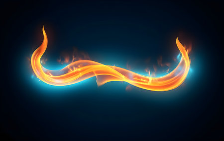 Abstract fire flame on dark background. Vector illustration for your design.の素材