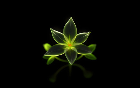 Flower on a black background. 3d render, 3d illustration.の素材