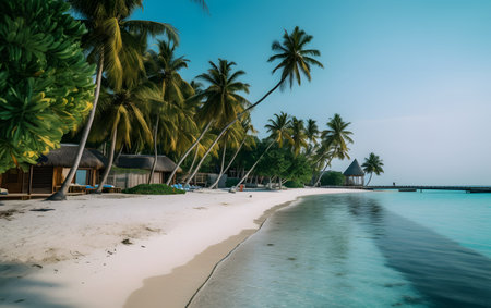 Beautiful tropical Maldives island with beach and sea - Vintage Filterの素材