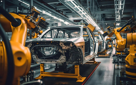 Production line of the factory for the production of automobile body parts. automotive-industryの素材