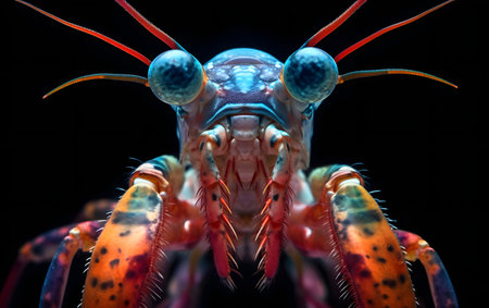 Lobster on a black background in the aquarium. Macro.の素材