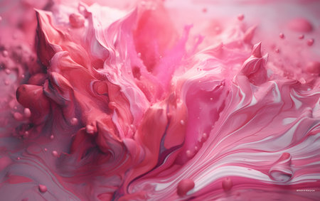 Closeup of pink and white paint mixing in water, abstract backgroundの素材