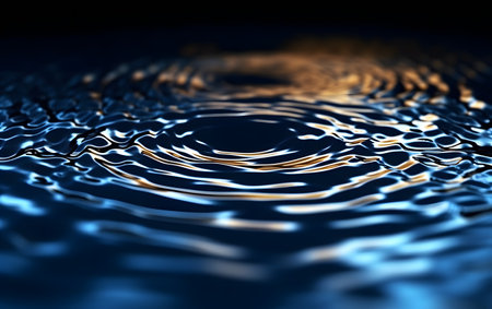 water ripples on a dark blue background. 3d rendering.の素材