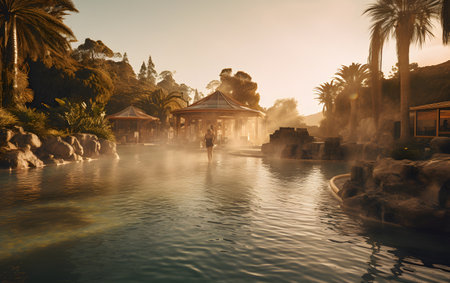 Hot Springs in Bali, Indonesia. The hot springs are located in Bali, Indonesia.の素材