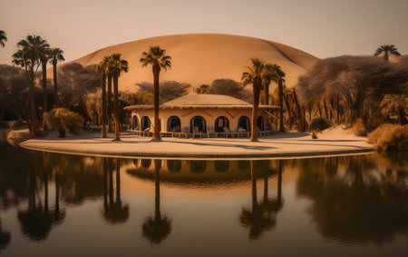 Sunset in the desert of Abu Dhabi, United Arab Emirates.の素材