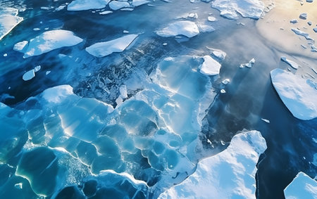 Icebergs in the blue ice of Lake Baikal.の素材