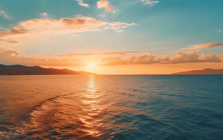 Sunset over the sea. Beautiful seascape. Sunset over the sea.の素材