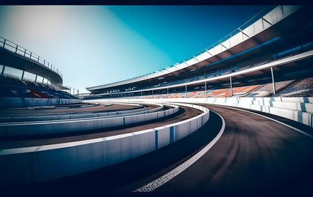 Curve road in the stadium. 3d rendering toned imageの素材