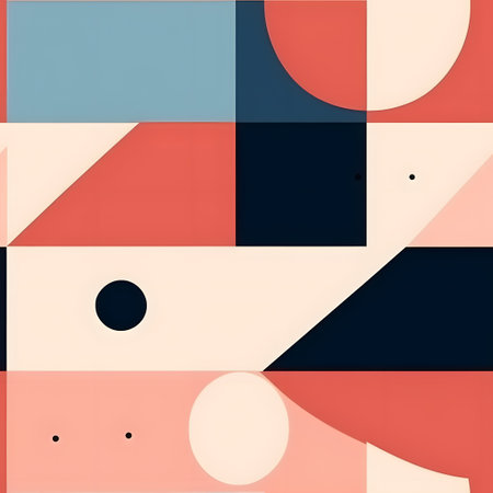 Abstract geometric background with circles, squares and rectangles in retro styleの素材