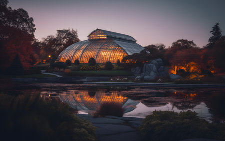 A view of the Royal Botanic Gardens in Edinburgh, Scotland.の素材