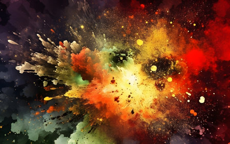 Colorful explosion in space. Abstract background. 3D illustration.の素材