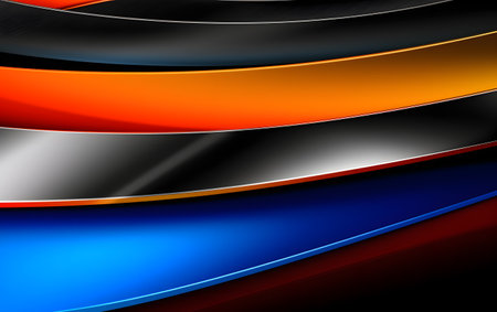 abstract background with colorful metallic stripes. 3d render illustration.の素材