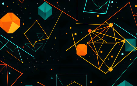 Abstract geometric background with triangles, lines and dots. Vector illustration.の素材