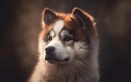Portrait of a beautiful alaskan malamute puppy.の素材