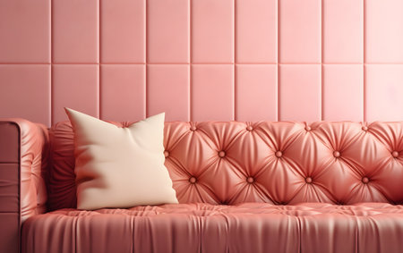Sofa and pillows on pink wall. 3d renderingの素材