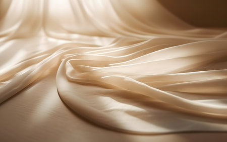 Closeup of white satin fabric texture background. Soft focus.の素材