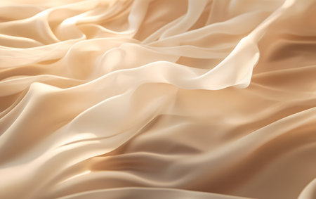 Closeup of ripped beige silk fabric texture background.の素材