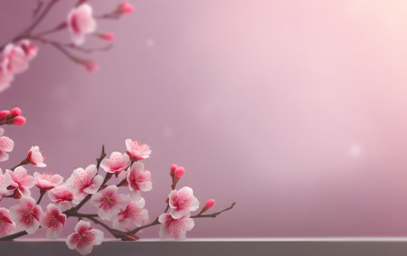 cherry blossom background with bokeh light and copy spaceの素材