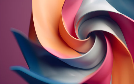 3d rendering of abstract wavy shape in pink and blue colorsの素材