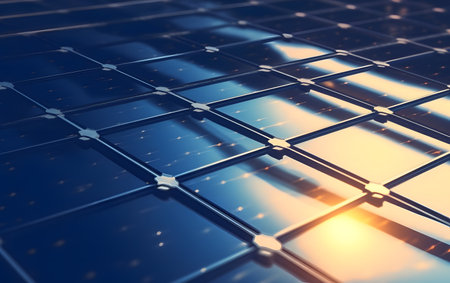 solar cell background, 3d illustration with selective focus and blurの素材