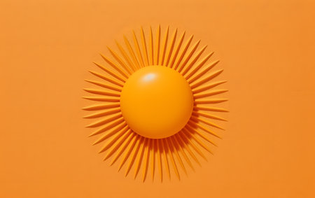 Orange ball with shadow on orange background. Minimal summer concept.の素材