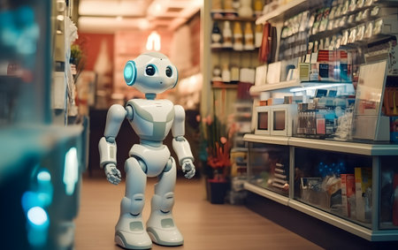 Robot in a drugstore. The concept of artificial intelligence.の素材