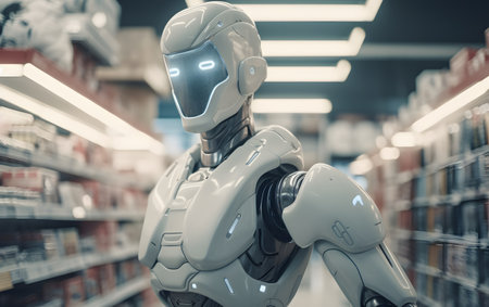 Robot in Supermarket - Bokeh effect and vintage toneの素材