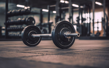 Dumbbells on the floor in the gym. sports equipmentの素材