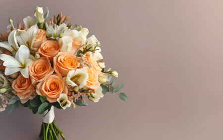 Beautiful bridal bouquet of different flowers in pastel colorsの素材