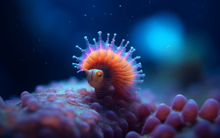 Coral and fish in the aquarium. Underwater world. 3d renderingの素材