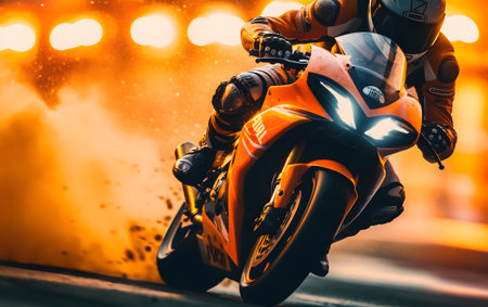 Racing motorcycle on the road. Extreme sports. Motion blur.の素材