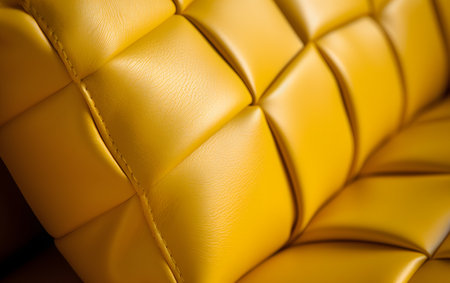 Close up of yellow leather sofa texture background. Luxury interior designの素材