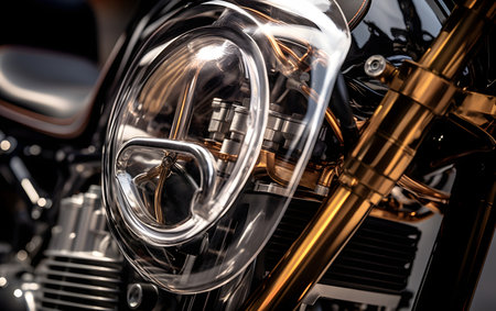 Motorcycle engine close-up. Details of a modern motorcycle.の素材