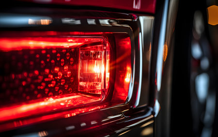 Closeup of the rear lights of a modern car. Selective focus.の素材