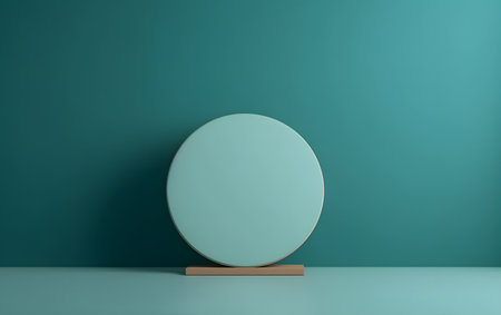 3d rendering of a round podium on a green background. 3d render.の素材