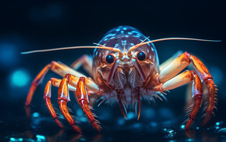 Crayfish on a dark background. Close up. Macroの素材
