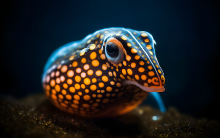 Close up of a spotted pufferfish (Lampropeltis pufferi)の素材