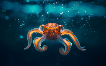 Octopus swimming in the water. The concept of underwater world.の素材