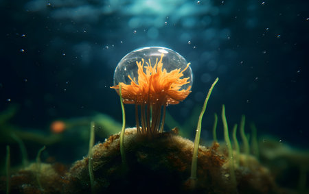 Beautiful jellyfish floating in the water. Underwater world.の素材