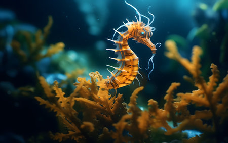 Seahorse in the aquarium. Sea-life. Underwater world.の素材