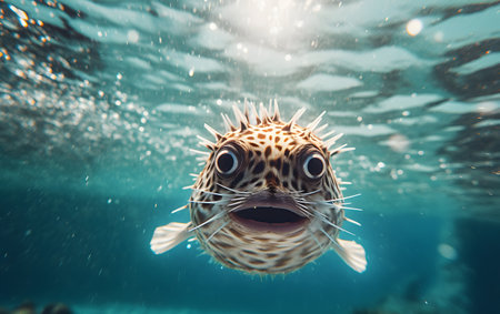 Pufferfish in the ocean. Underwater world. Marine life.の素材