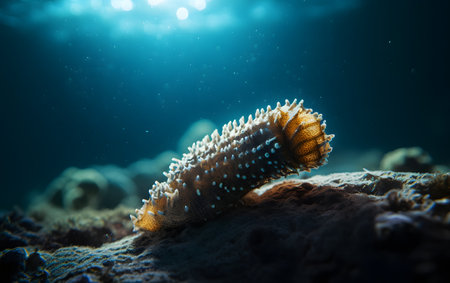 Sea cucumber on coral reef. Underwater photo of marine life.の素材