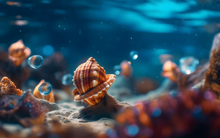 Seashells on the bottom of the sea. Underwater photography.の素材