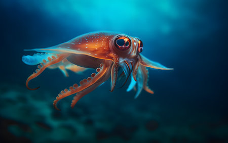 Octopus in the deep blue sea. Close-up view.の素材