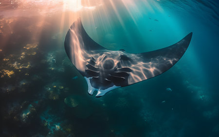 Manta Ray in the Red Sea of Egypt. 3D Renderingの素材